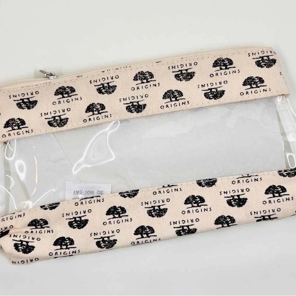 Origins Beige and Black Cosmetic Bag makeup pouch